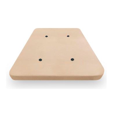 Base tapizada MALLA 3D traspirable y ultrarresistente en tejido beige para cama individual o de matrimonio.