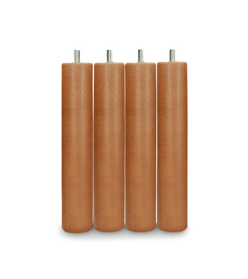 Pack 4 patas de somier forma cilíndrica en madera