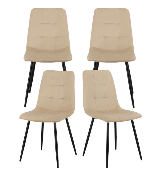 Pack de 4 sillas de comedor de terciopelo ASTRID