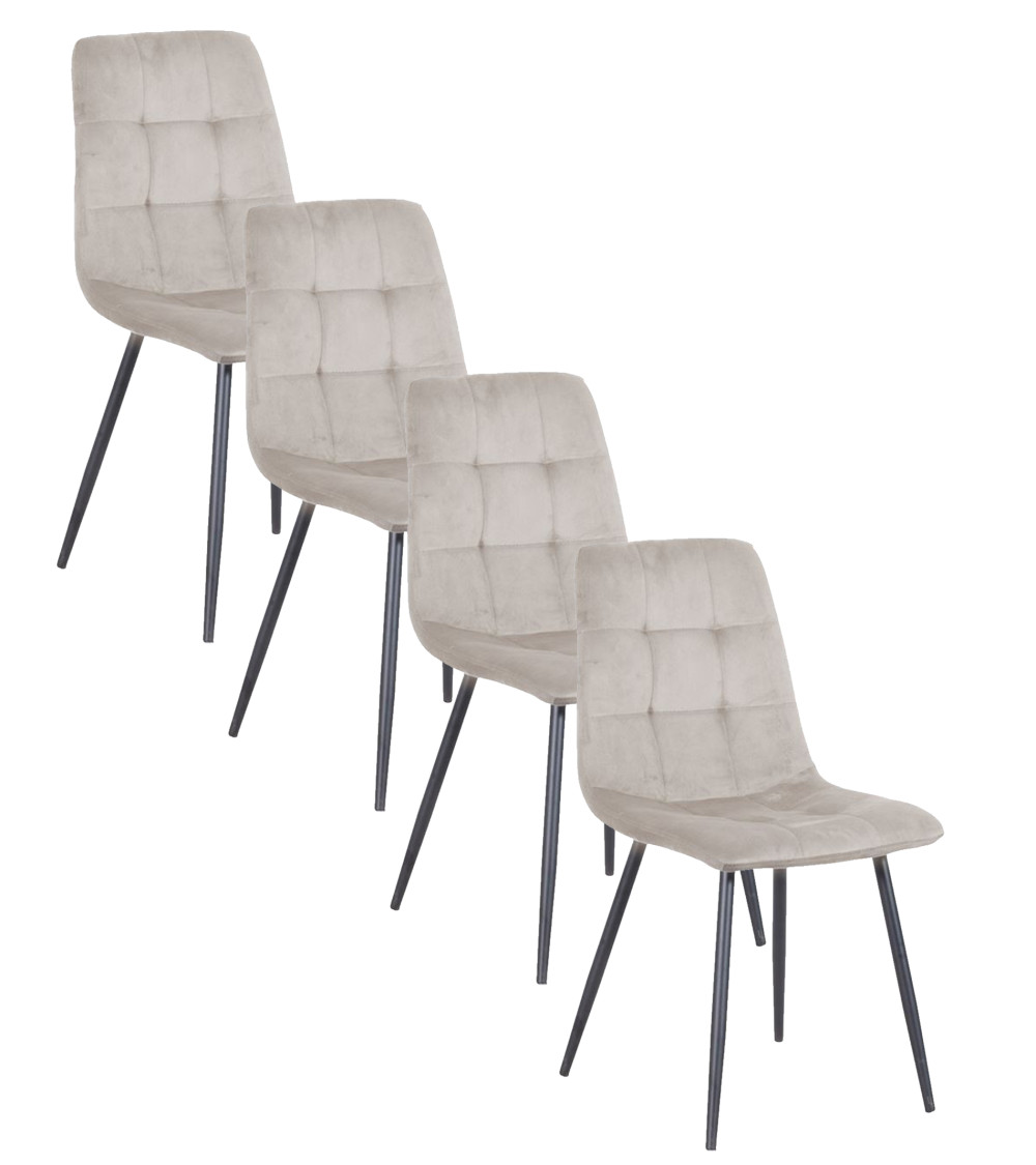 Pack de 4 sillas de comedor de terciopelo ASTRID