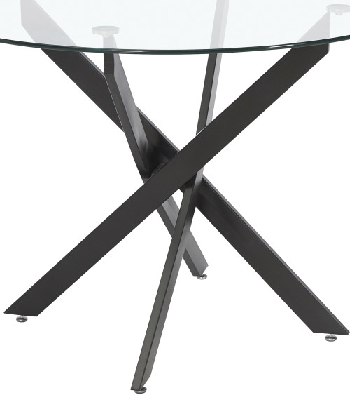 Mesa comedor redonda de cristal DAN patas cruzadas