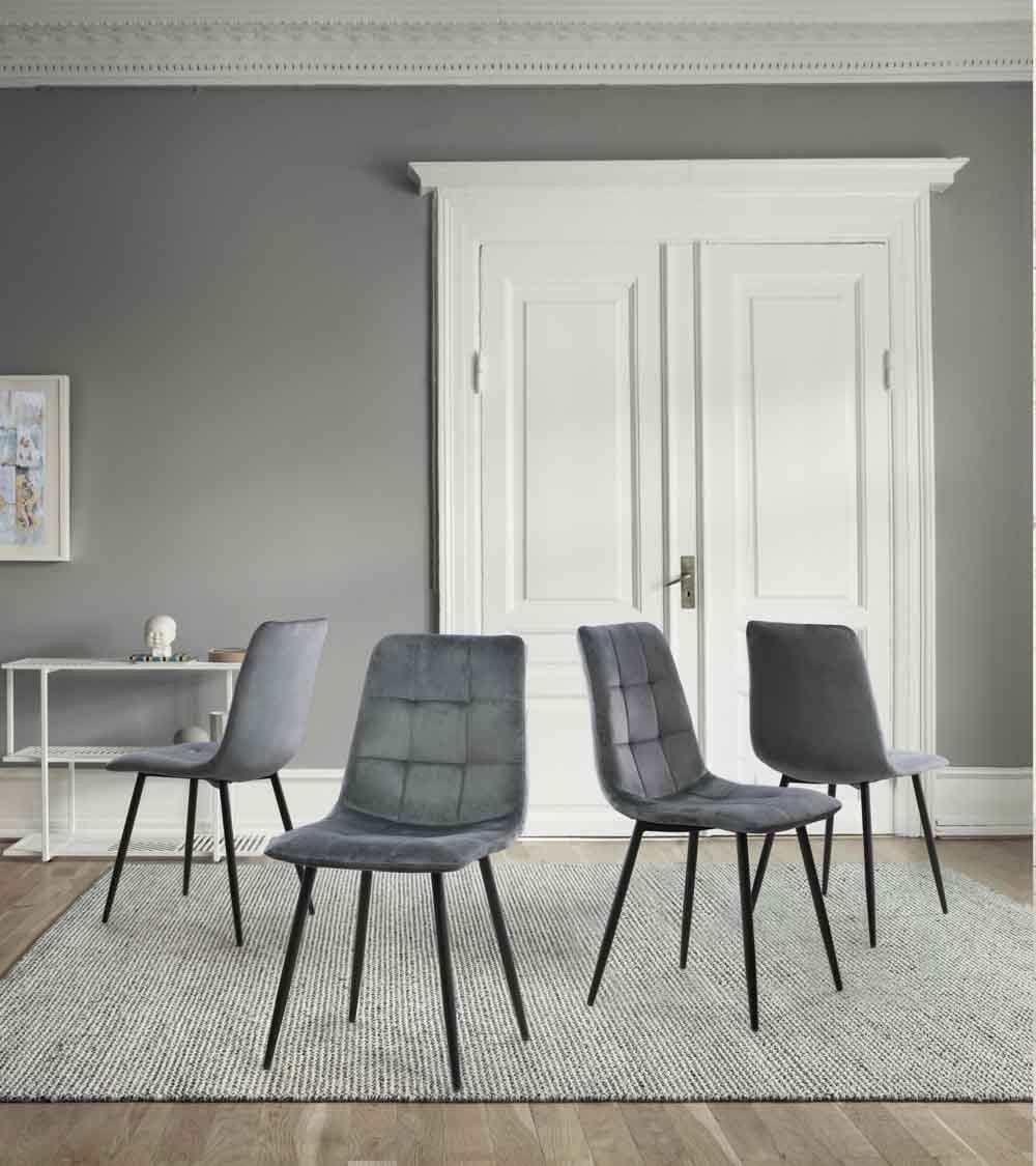 Pack de 4 sillas de comedor de terciopelo ASTRID