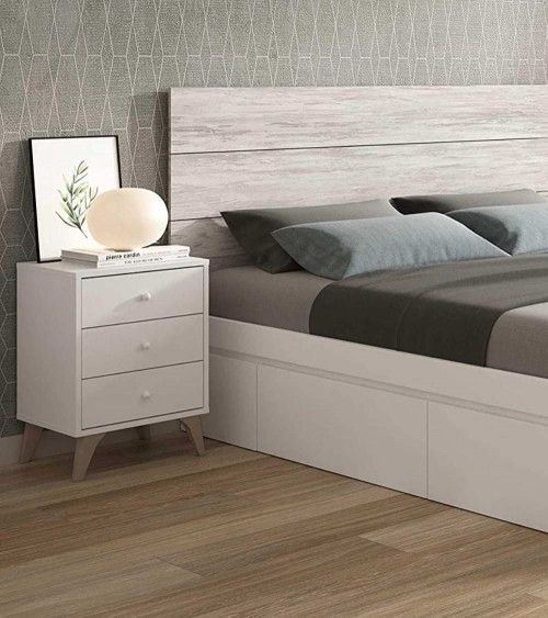 Mesita de noche blanca nórdica CANDY