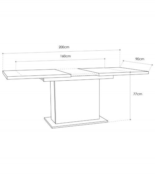 Mesa comedor extensible pata central THEO