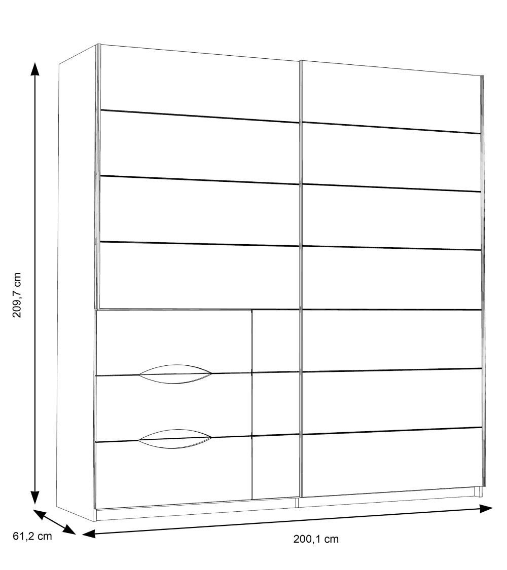 Armario 200 puertas correderas + cajonera SATURN | Cambia Tus Muebles