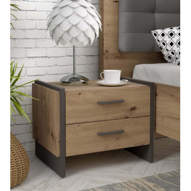 Mesita de noche 2 cajones estilo industrial FRANK