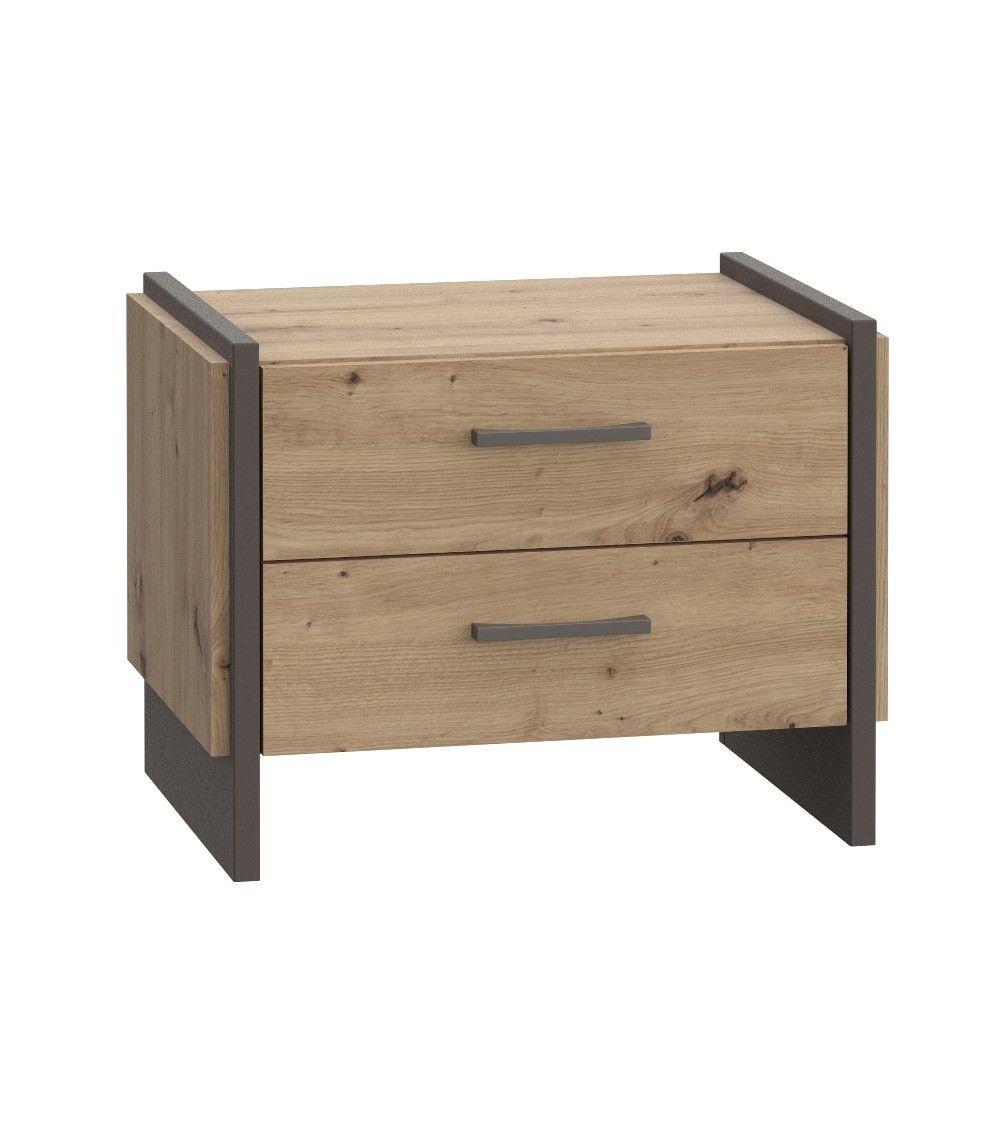 Mesita de noche 2 cajones estilo industrial FRANK