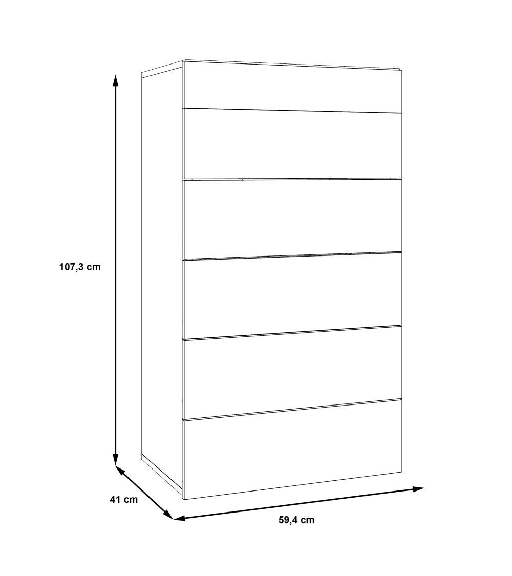 Cómoda 5 cajones WINTER en madera roble.