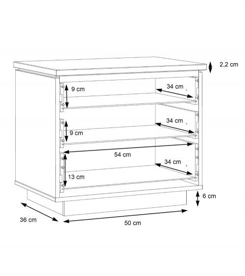Mesita de noche 3 cajones con luces led SATURN