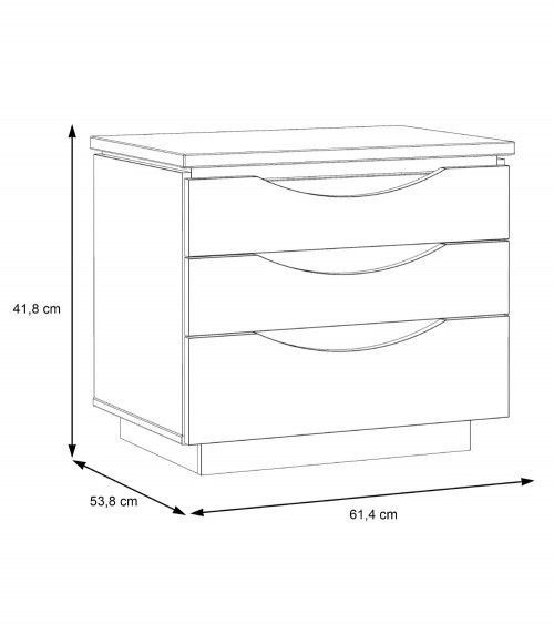 Mesita de noche 3 cajones con luces led SATURN