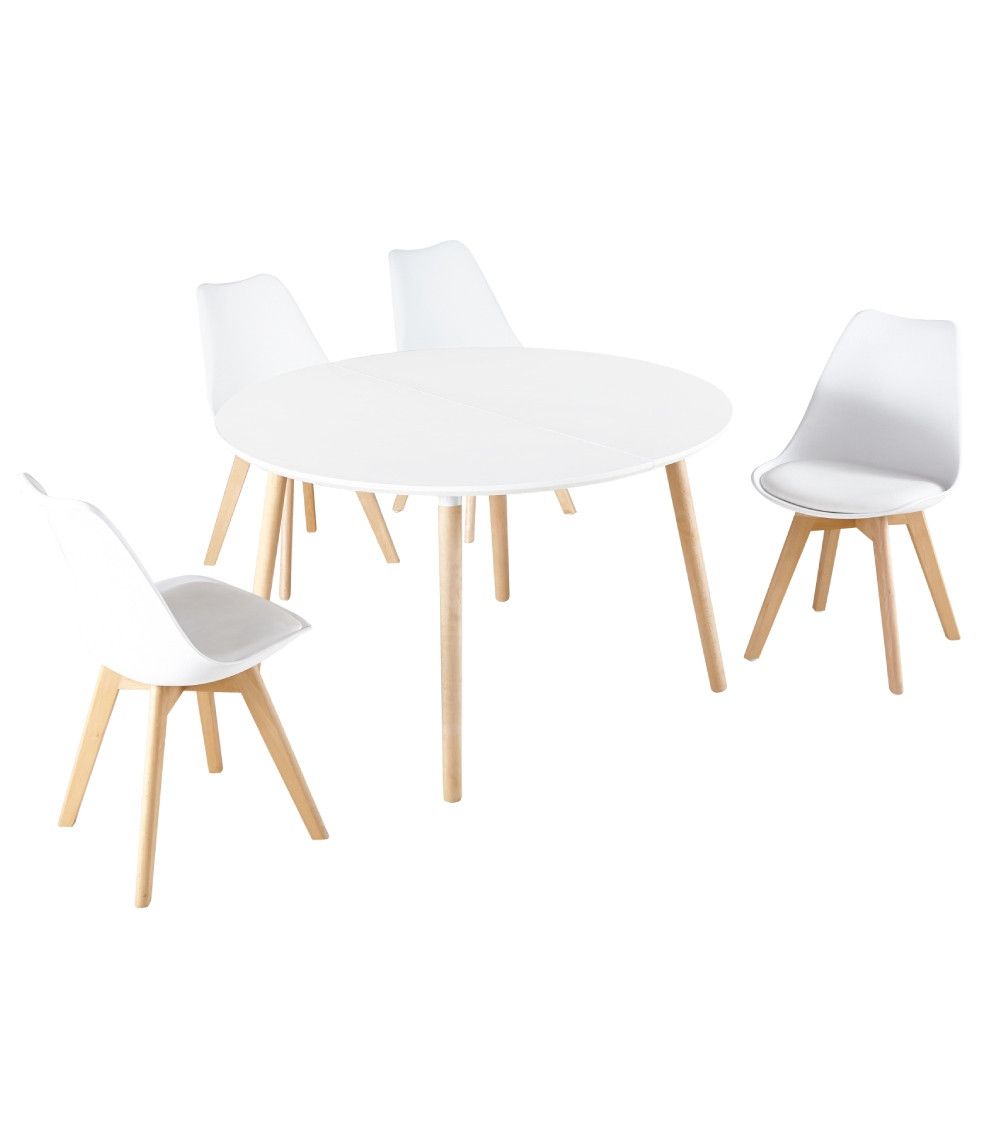 Mesa comedor redonda extensible NÓRDICA