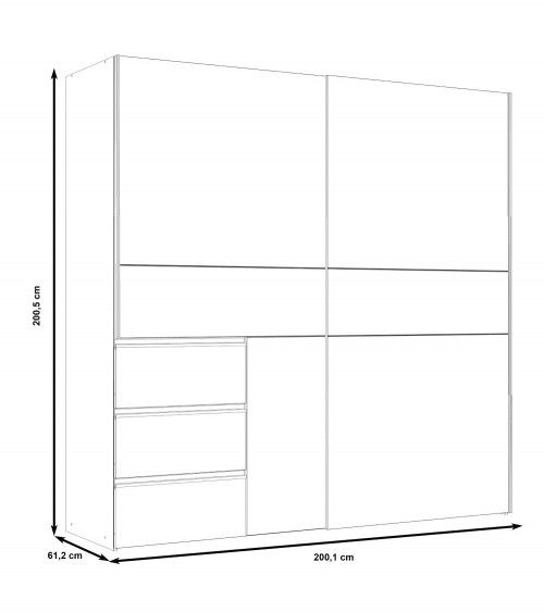 Armario ropero 200 cm puertas correderas + cajonera integrada WINTER2