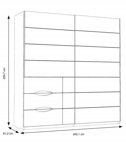 Armario 200 puertas correderas + cajonera SATURN | Cambia Tus Muebles
