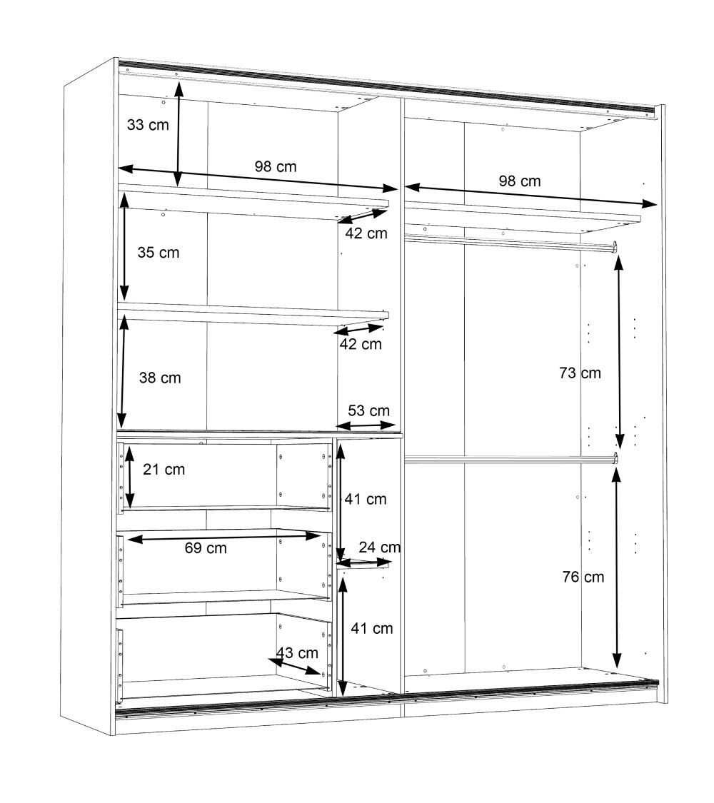 Armario 200 puertas correderas + cajonera SATURN | Cambia Tus Muebles