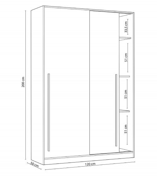 Armario ropero 120 cm puertas correderas BILLY
