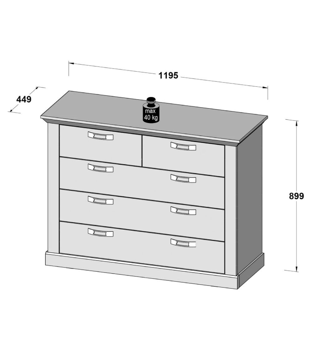 Cómoda 5 cajones dormitorio KAREN