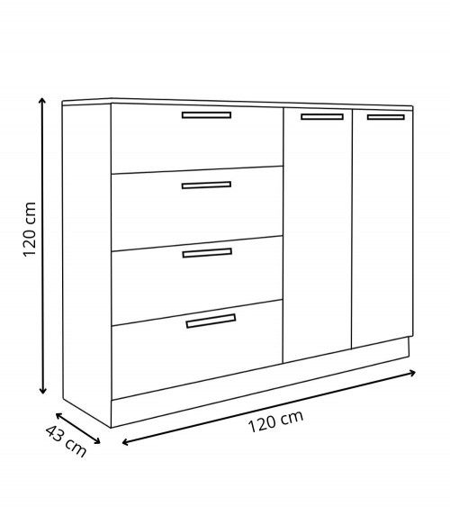 Cómoda 4 cajones 2 puertas CUBE
