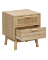 Mesita de noche de ratán 2 cajones CAMILE