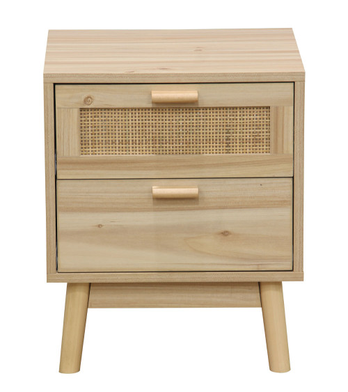 Mesita de noche de ratán 2 cajones CAMILE