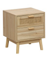 Mesita de noche de ratán 2 cajones CAMILE